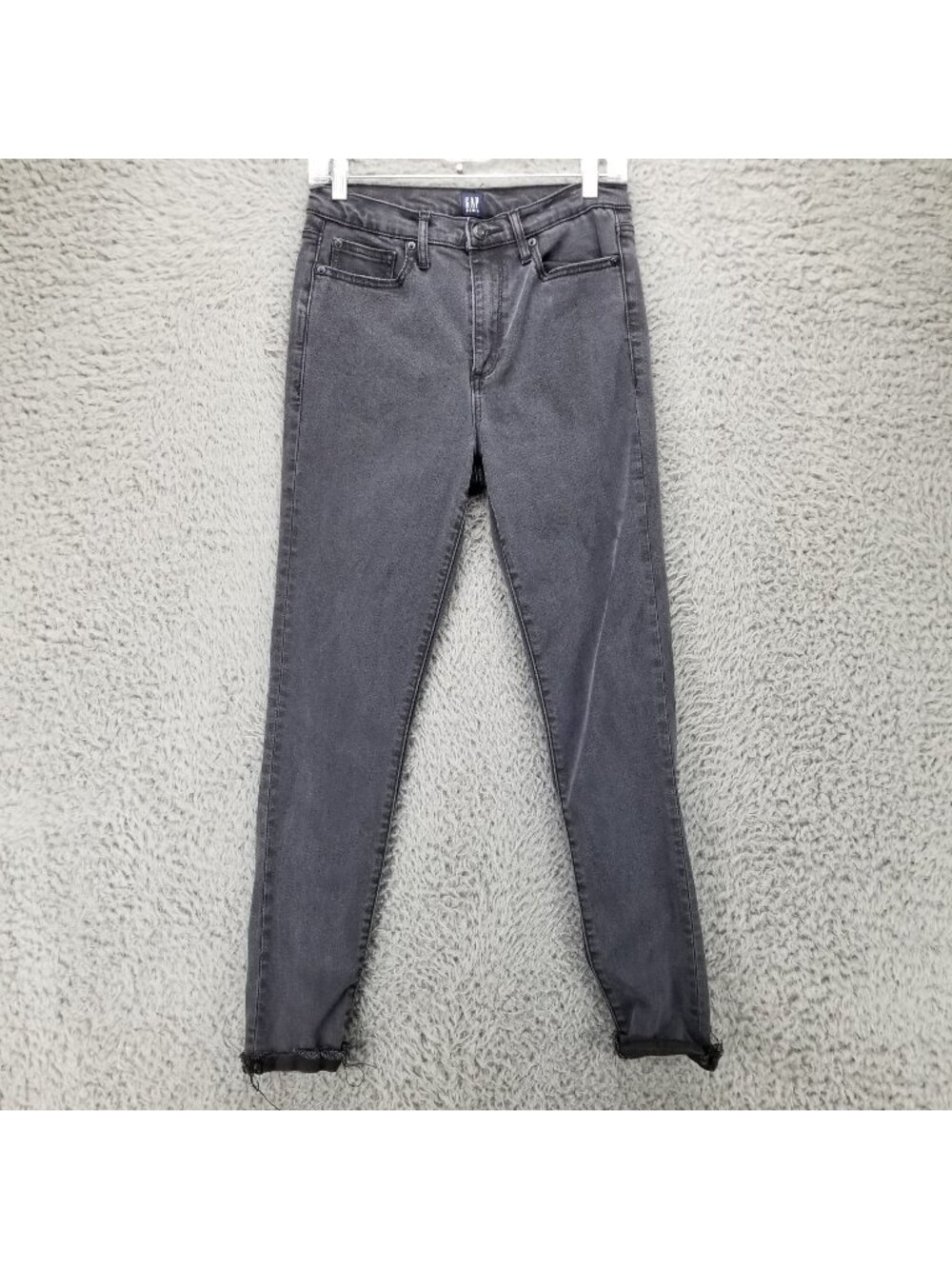 GAP Jeans Womens 28 Black True Skinny Frayed Hem Stretch Denim *Read*